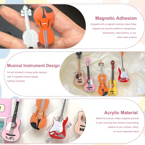 Set de 10 imanes decorativos de guitarra miniatura 4
