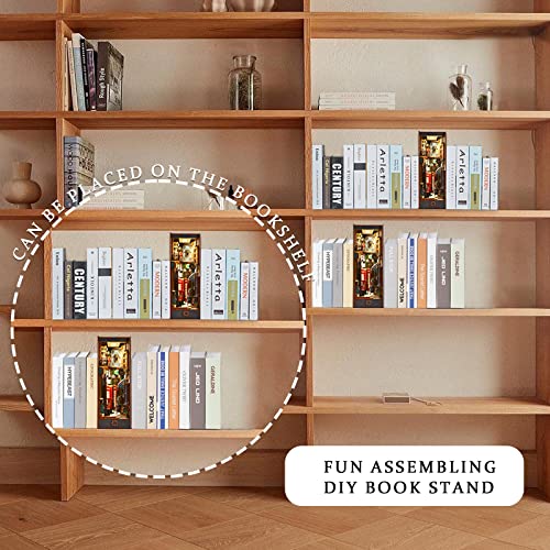 Dollox Diy Book Nook Kits, 3D Wooden Puzzles Bookshelf Insert, Diy Miniature Dollhouse Kit Bookend Model Kits With Led Light Bookshelf Kits Book Decor Gifts For Teens Adults #TOP2