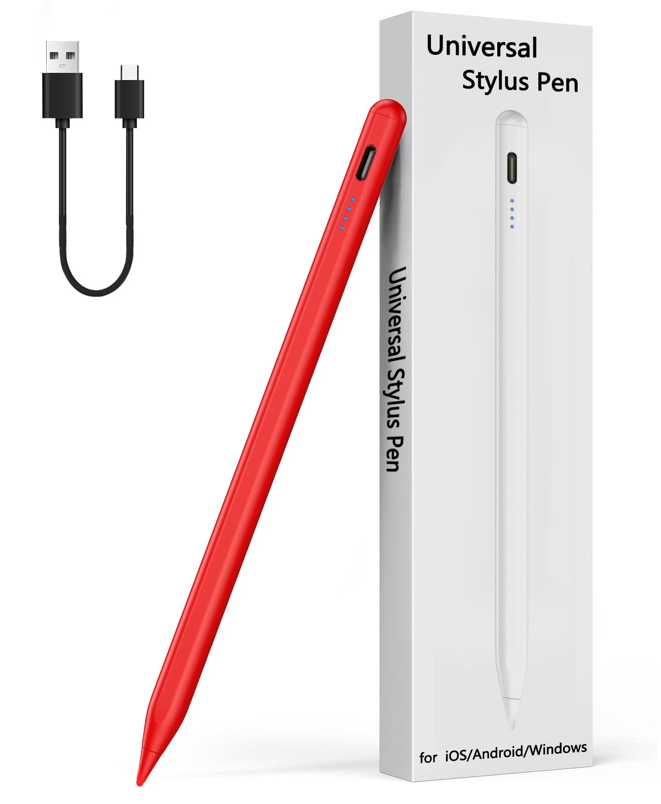 Active Stylus Pen for Touchscreen Android iPhone Tablet Phone，Touch Screen Pen Compatible with iPhone/iPad/Pencil/Samsung/iOS/Lenovo/Huawei - Red