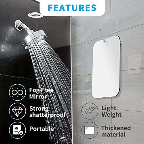 Image of Shower Mirror No Fog Shaving, Anti-Fog Bathroom No Fog Shaving Mirror Plexiglass Indestructible Luxury Plexiglass Makeup Mirrors,6 inchx8 inch Acrylic Mirror Tiles, Shatterproof Flexible Sheets