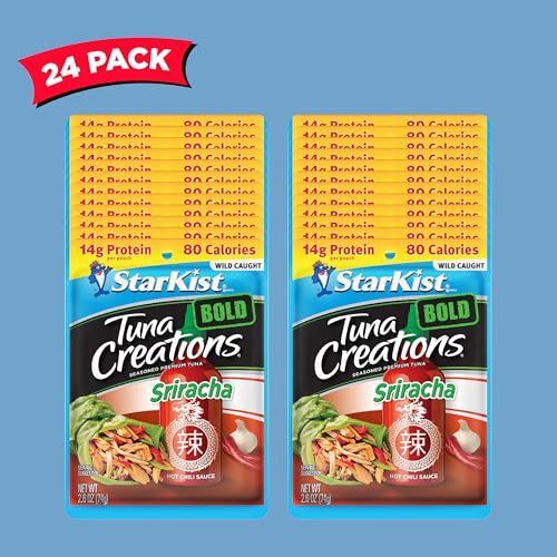 Image of StarKist Tuna Creations BOLD Sriracha Pouch (2.6 oz - 24 Pack) Wild Caught, High Protein Shelf Stable Seafood, Gluten Free, Soy Free, No Draining, Ready to Eat for Salads and Sandwiches