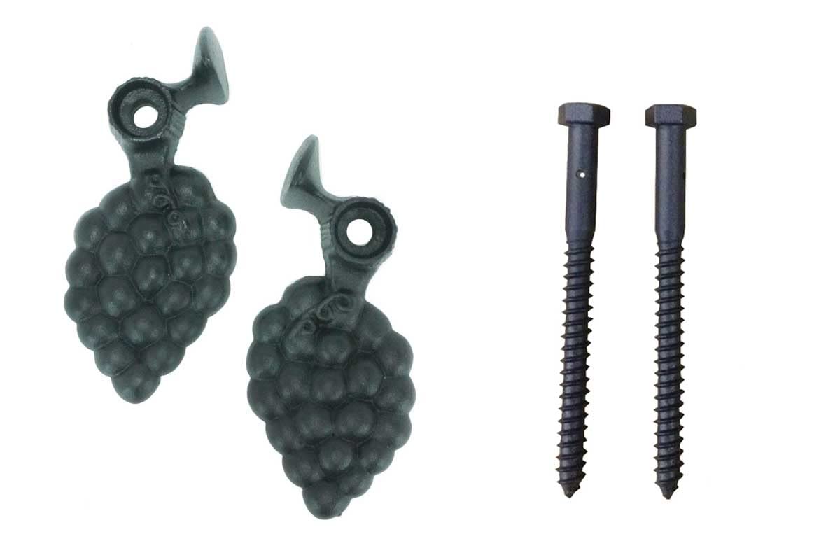 Grape Shutter Dog with Lag Bolt, Black - Set of 2