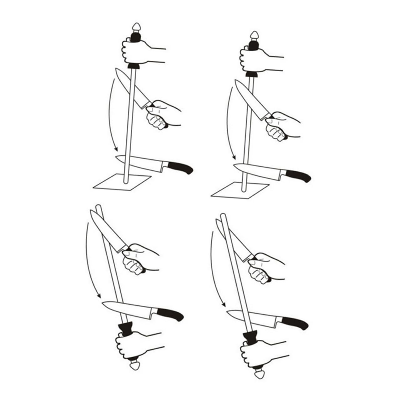 KICHOUSE Carbon Steel Sharpener Rod with Ergonomic Rubber Handle for Efficient Kitchen and Sharpening Comfortable Grip and Design