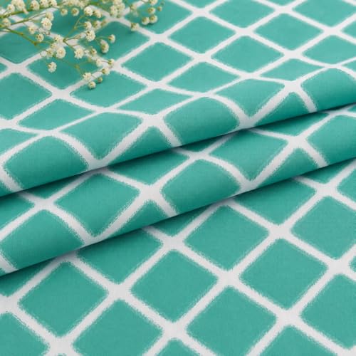 Image of Teal Geometric Queen Size Bedsheet with 2 Pillow Covers | Soft, Breathable & Bedding Set | Modern Diamond Pattern Room Decor (90 x 100 Inches)