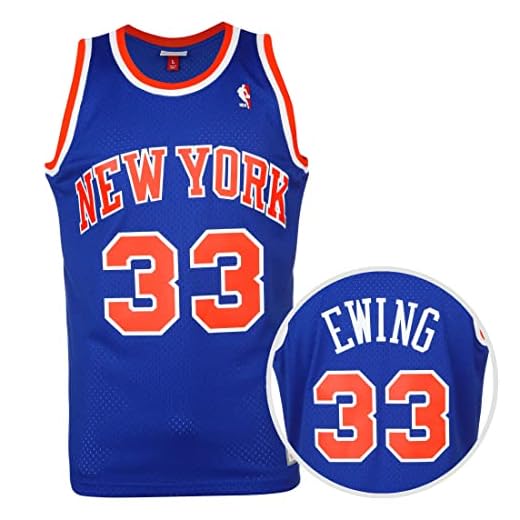 Mitchell & Ness NBA New York Knicks Patrick Ewing - Camiseta para hombre, color azul y rojo, talla XL, azul / rojo