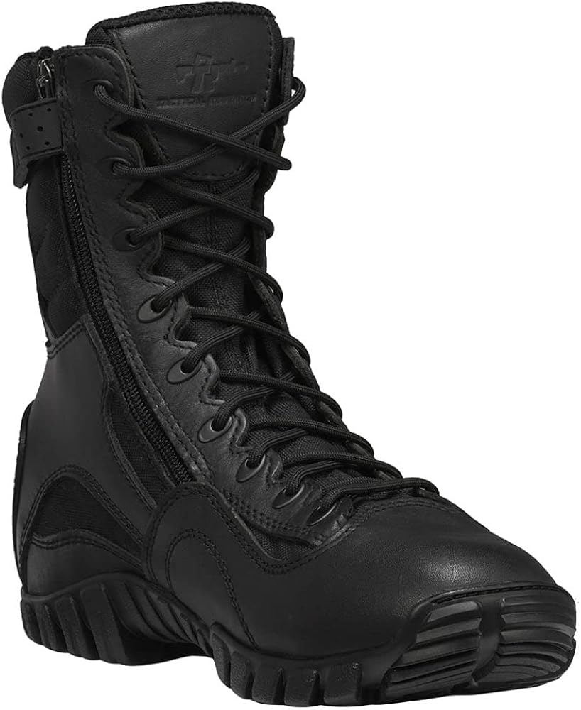 Tactical Research Khyber TR960Z 8" Lightweight Black Tactical Boots for Men with Zipper - Designed for Police, EMS, and Security Personnel with Vibram Ibex Traction Outsole 10.5 Wide Black