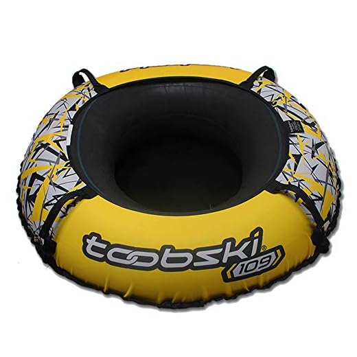Toobski 109 Spider Snow Tube with 48” Cover and Safety Valve - Heavy-Duty Sledding Tube - for Kids and Adults Connectable with Included Carabiner and Includes 6-ft Tow Strap (Lightning Yellow)