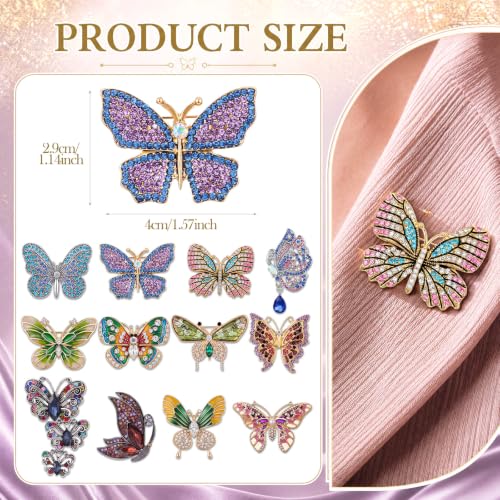 Image of Junkin 12 Pcs Women Brooches Bulk Vintage Rhinestone Pin Set
