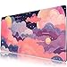 Cute Desk Mat Kawaii Clouds Pink Purple Desk Pad Anime XXL Large Mouse Pad Big Full Desk Gaming Mousepad Laptop Computer Keyboard Mouse Mat 31.5''X 15.7'' Cute Desk Decor Accessories