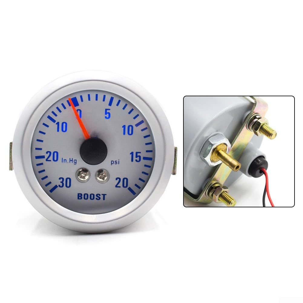 Calibro turbocompressore da 52 mm per modifica auto -30 ~ 20 psi, 12 V luce blu Turbo Boost manometro