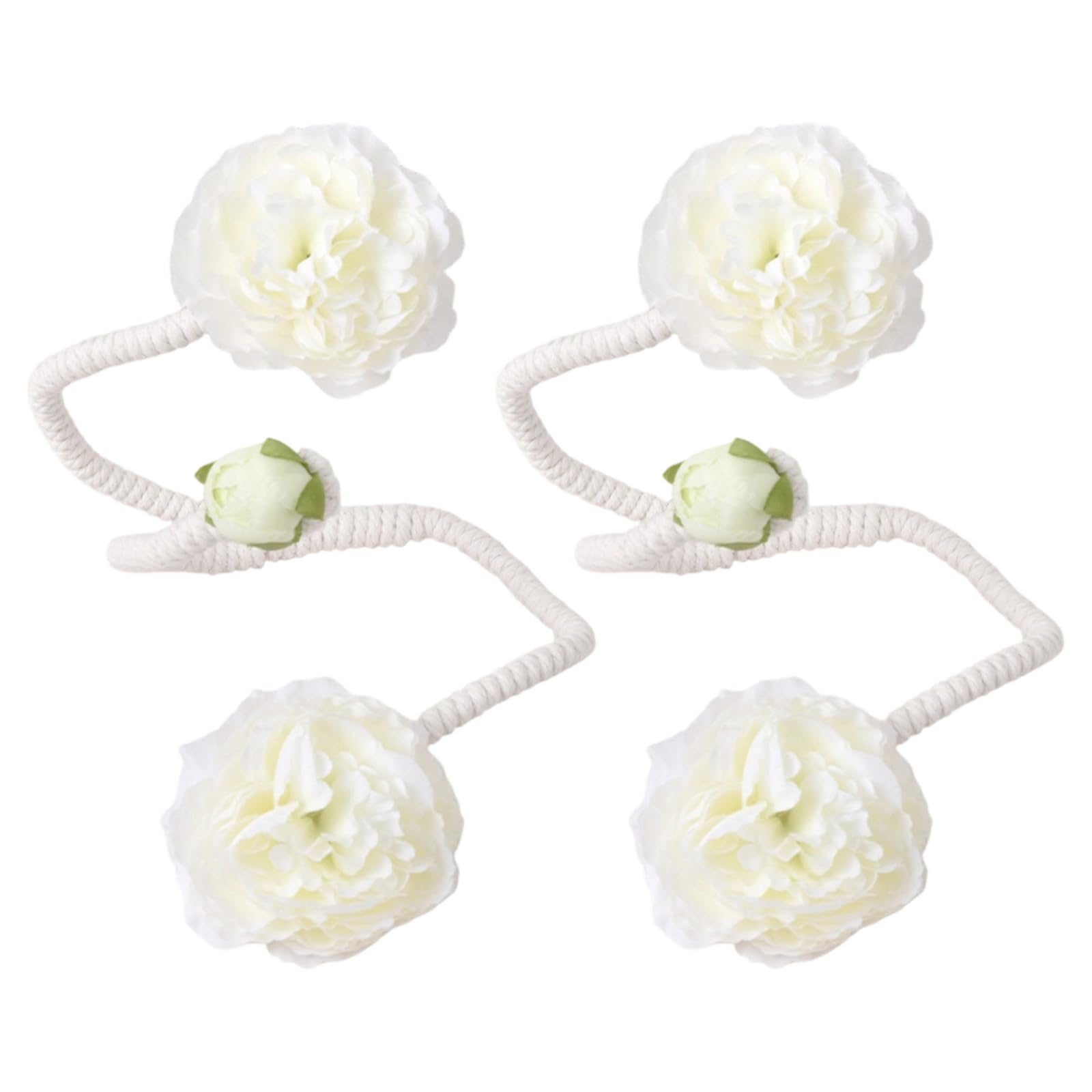 Of 2 Metal Rope Window Drapery Holdbacks Clip Elegant Artificial Flower Curtain Tiebacks for Bedroom Nusery Decors Artificial Flower Tieback