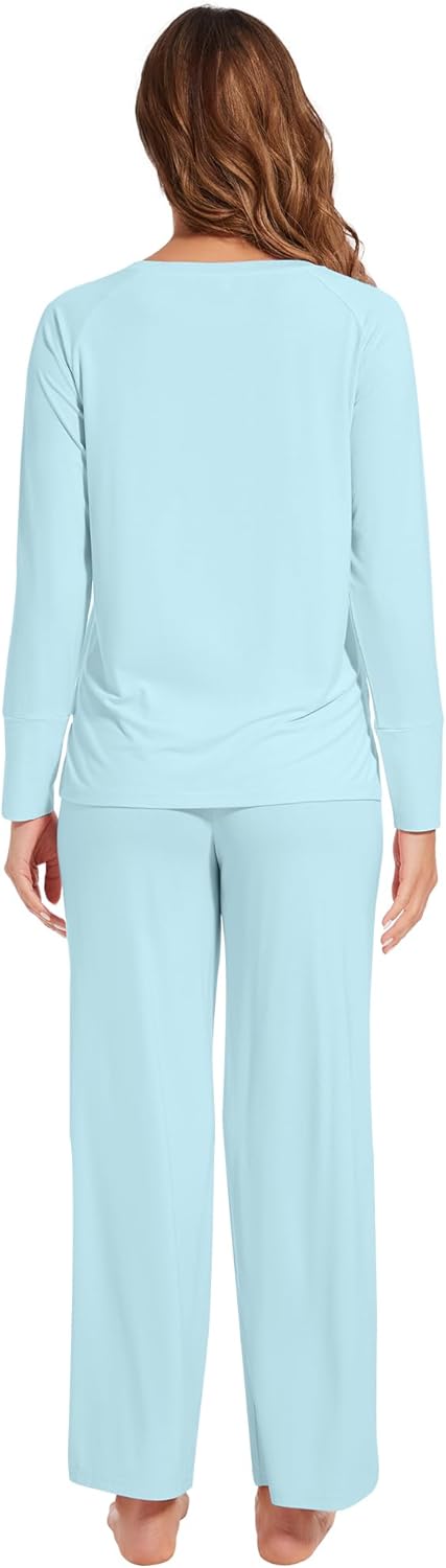 WiWi Womens Pajamas Set Viscose from Bamboo Long Raglan Sleeve Pajama Sets Pjs Soft Sleepwear S-XXL - Image 4