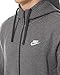 Men's Nike Sportswear Club Full Zip-Up Hoodie, Fleece Hoodie for Men with Paneled Hood, Charcoal Heather/Charcoal Heather/White, XL