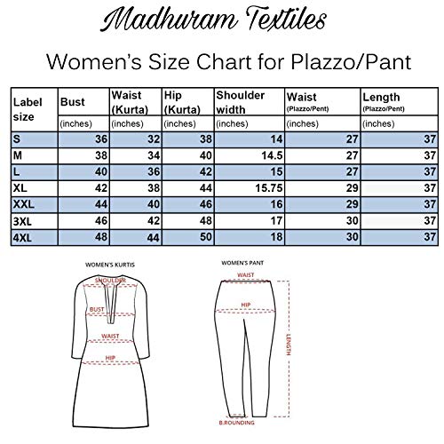 Image of madhuram textiles Women's Cotton Kurti with Rayon Plazzo Pent(M-2163 Off