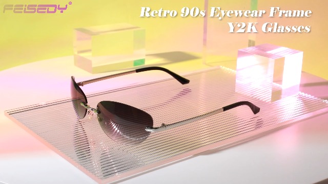 Amazon.com: FEISEDY Trendy Rimless Oval Sunglasses for Women
