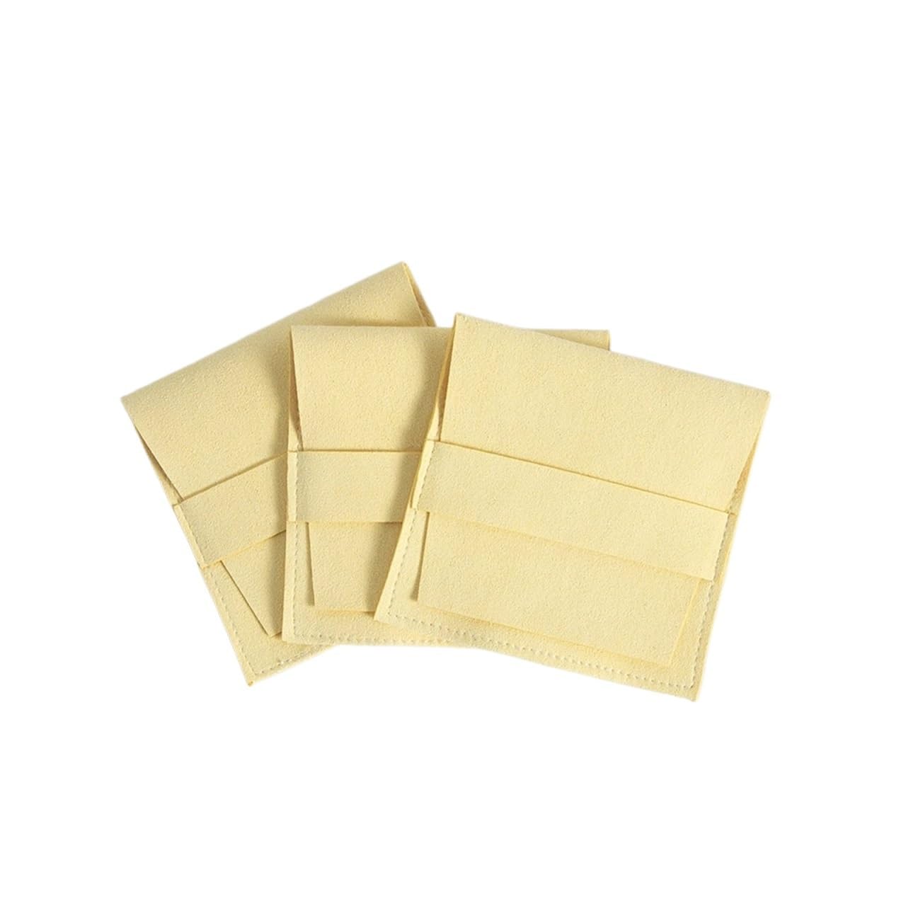 Mlyvax 15pcs Luxury Microfiber Suede Velvet Jewelry Gift Bag Envelope Flip Organizer Pouch Necklace Bracelet Bangle(Yellow)
