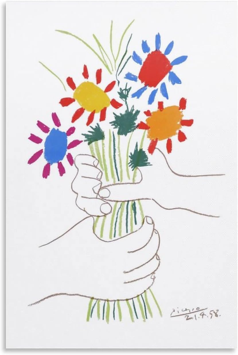 QSDTGHUIKP Pablo Picasso Bouquet of Peace 40x60cm Frameless Modern Canvas Wall Print Decor