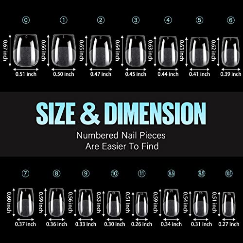 Tomicca Extra Short Coffin Nail Tips - 360Pcs Half Matte Soft Gel Nail Tips, 15 Sizes Natural Acrylic Pre-Shaped Nails, Full Cover False Nails For Extension Nail #TOP5
