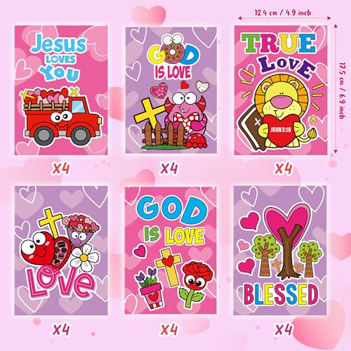 Image of Valentine's Day Coloring Books for Kids - 24Pcs Bulk Christian Theme Mini Coloring Booklet DIY Art Drawing Book for Toddlers Valentine Birthday Party Goodie Bags Stuffers Sunday School Classroom Favor