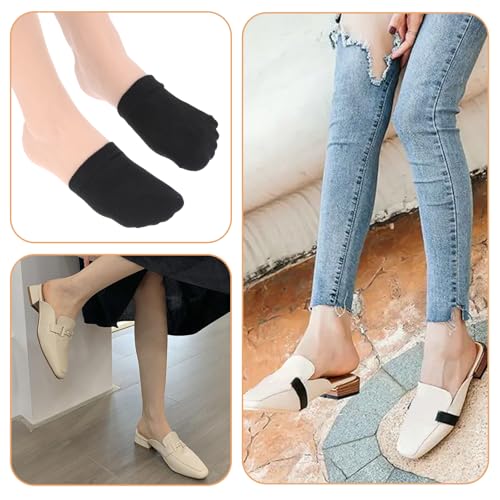 Women's Toe Socks for Mules, Half Socks for Women, Grip Socks No Show Liner Half Socks, Non Slip Hidden Toe Covers Socks Seamless Toe Socks Toe Toppers Liner, 6 Pairs4