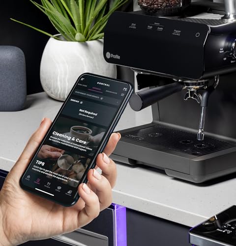 Image of Profile GE Semi Automatic Espresso Machine + Steam Frother | Italian-Made 15 Bar Pump for Balanced Extraction | 15 Adjustable Grind Size Levels | WiFi Connected for Drink Customization | Black