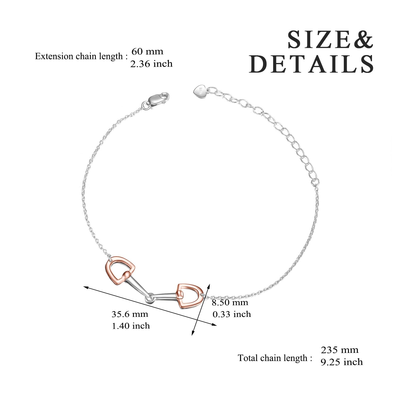 YFN Armband Pferd Sterling Silber Armband Trense Bit Armband Gebiss Schmuck Steigbügel Geschenk für Pferdeliebhaber Damen Mädchen