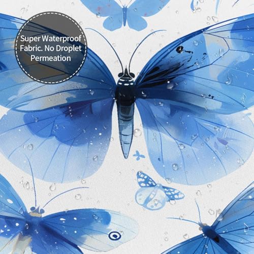 Rideau de douche imperméable en tissu polyester premium motif papillons bleus chic - 5