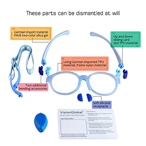Image of VisionGlobal Blue Light Blocking Glasses for kids, Anti Eyestrain and Blurry, Computer Glasses, Anti Glare