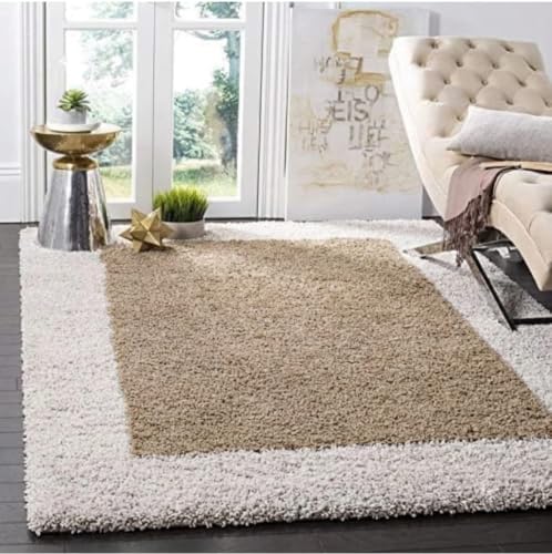 Image of Shaggy Carpet for Living Room 5X7 FEET Fluffy Plush Area Rug, Thick Fur Floor Carpet Modern Cozy Rug for Home Decor, Kids Room Bedside Hall, Durable Comfortable Shaggy Rug (L-Beige)