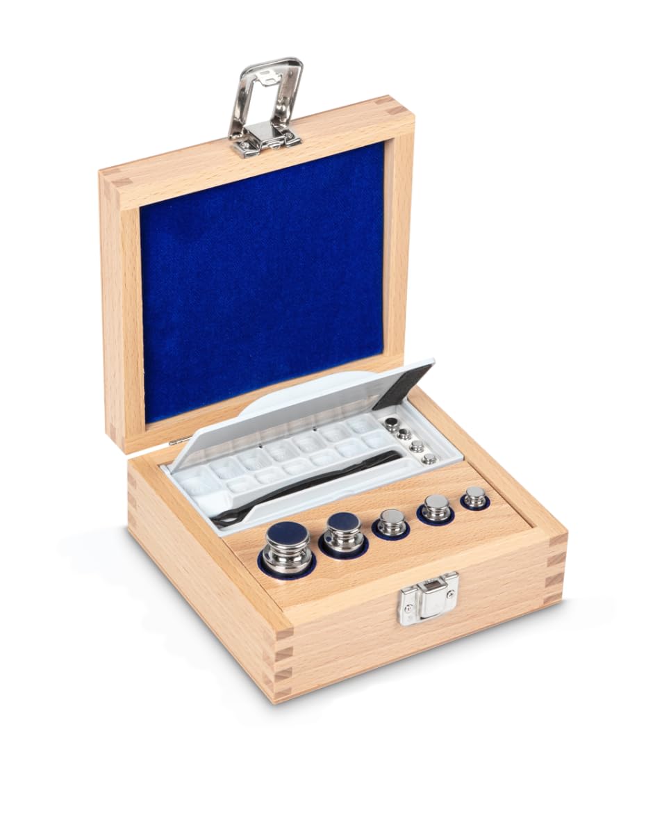 Kern 314-06 + 962-319 - Juego de pesas, clase E2, forma de botón, Acero inoxidable pulido, con certificado de calibración DAkkS