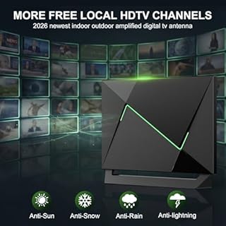 2026 TV Antenna for Smart TV Indoor for Local Channels HD Digital Antenna Outdoor Long Range Reception with Amplifier Signal Booster Supports 4K 1080p HD