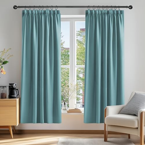 Deconovo - Juego de 2 Cortinas para el hogar, Dormitorio, niño, niña, salón, diseño Moderno, Opaco, Cortina de galón, Fruncido, Cocina de Puerta Interior, Decorativa, 168 x 183 cm, Color Azul Cielo
