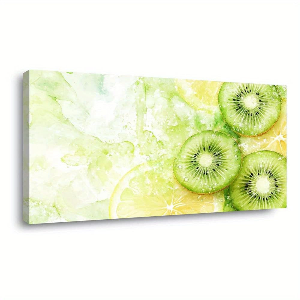 SPXLUCAU Modern Kiwi And Lemon Canvas Artwork, Minimalist Boho Paintings for Living Room(55x110cm/No frame)