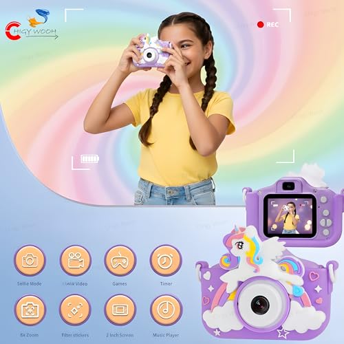 Image of Digital Camera for Kids | Cute Unicorn Design 2-Inch HD Screen with 1080MP Video Recorder, Photo & Selfie Mode | Fun Learning Toy for Boys and Girls, Best Gift for Kids