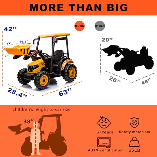 Image of Kidsera 24V Extra-Large Kids Ride On Tractor w /Loader, Remote Control