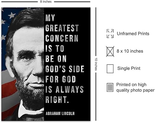 Miniatura 2 de Abe Lincoln - Abraham Lincoln Poster, 8x10 - American Flag Wall Decor - Patriotic Decor - Religious Wall Decor - God Wall Decor - Christian Wall Art