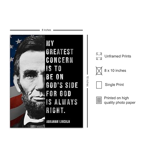 Miniatura 2 de Abe Lincoln - Abraham Lincoln Poster, 8x10 - American Flag Wall Decor - Patriotic Decor - Religious Wall Decor - God Wall Decor - Christian Wall Art