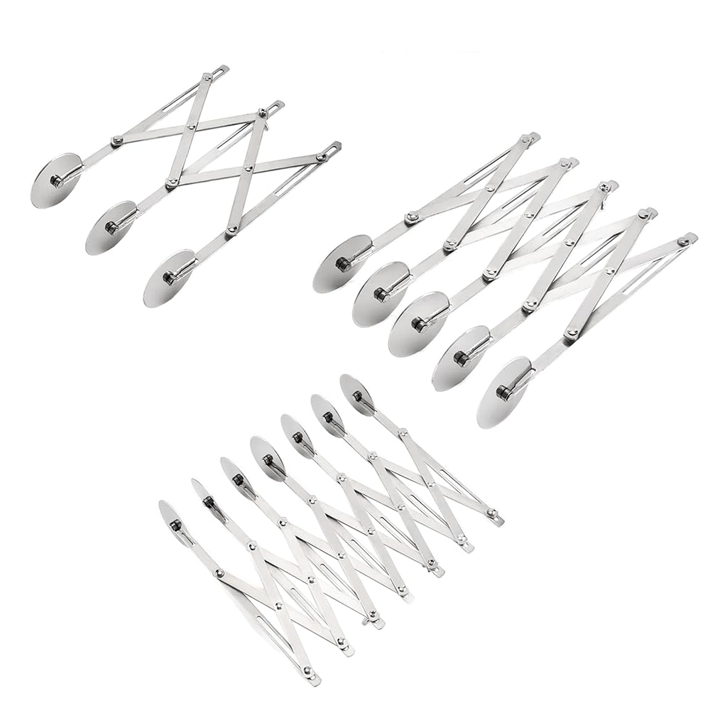 TopHomer 3 Stück Pizzaschneider, Edelstahl Teigschneider Walze Plätzchenteigausstecher Rad für Küche Backen (3 Räder+5 Räder+7 Räder)