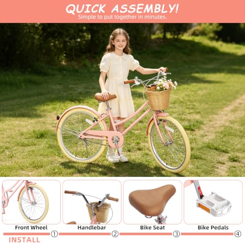 Image of Glaf 12 14 16 18 20 24 Inch Girls Bike for 2-15 Years Old Kids Bike Bicycle | with Training Wheels, Toddler Bike,Girls Cruiser Bicycle, with Adjustable Seat and Handlebar