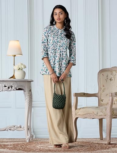Image of Amazon Brand - Myx Women Cotton Printed A-line Short Kurti (Available in Plus Sizes)