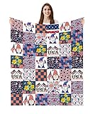 Independence Day Patriotic Blanket American Flag Star Throw Blankets Super Soft Warm Cozy Red White