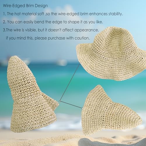 Sombrero de paja femenino para playa verano miniatura 4