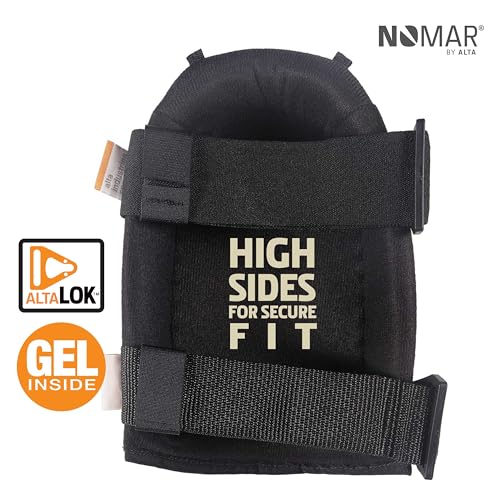 Image of ALTA 56223 AltaGUARD Nomar Gel Insert Knee Protector Pad, Black Cordura Nylon Fabric, AltaLOK Fastening, Flexible Cap, Long, Nomar | AltaLok Fastening, Cap secured, 6 color-coordinated brass grommets, Rodilleras de trabajo