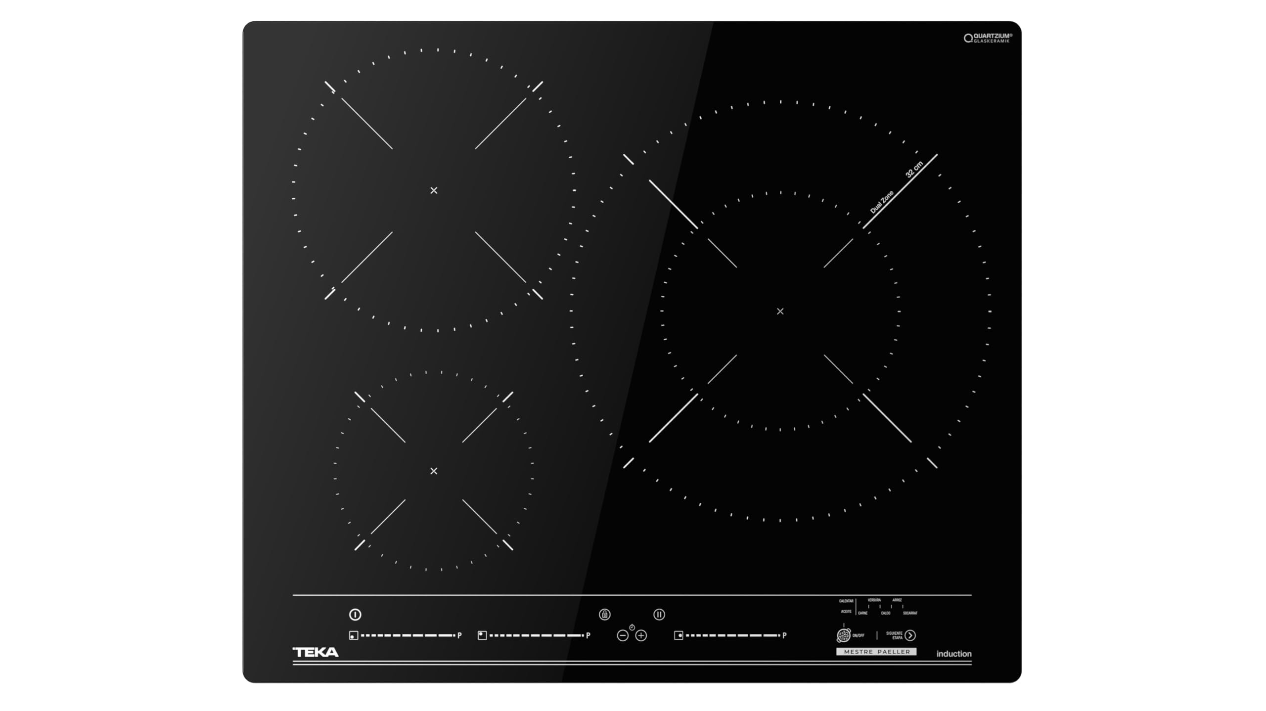 TEKA Placa de Inducción 60 cm, 3 Zonas, Touch Control Multislider, Power Plus, Stop & Go, Zona Paellera XL, Modelo IKC 63320 MSP BK