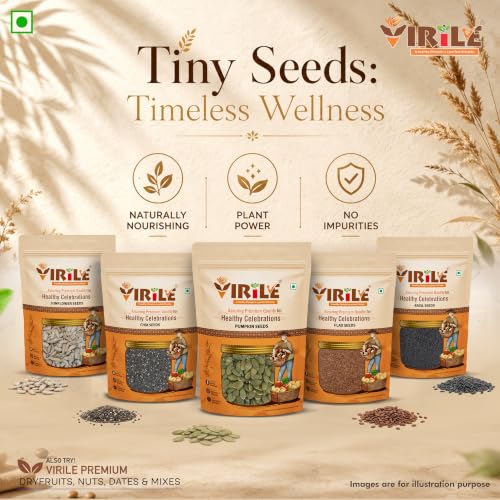 Image of VIRILE Premium Chia Seeds 400g (Pack of 2) - Seeds for Weight Management | Rich in Calcium, Protein & Fibre | Beat the Heat | 100% Clean Chia Seeds for Eating | Antioxidant Rich Seeds
