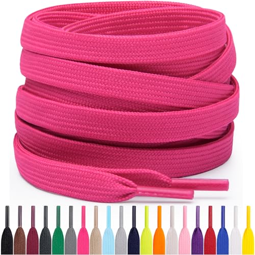 Miscly Flat Shoe Laces for Sneakers, Multiple Lengths and Colors Available - Hot Pink...
