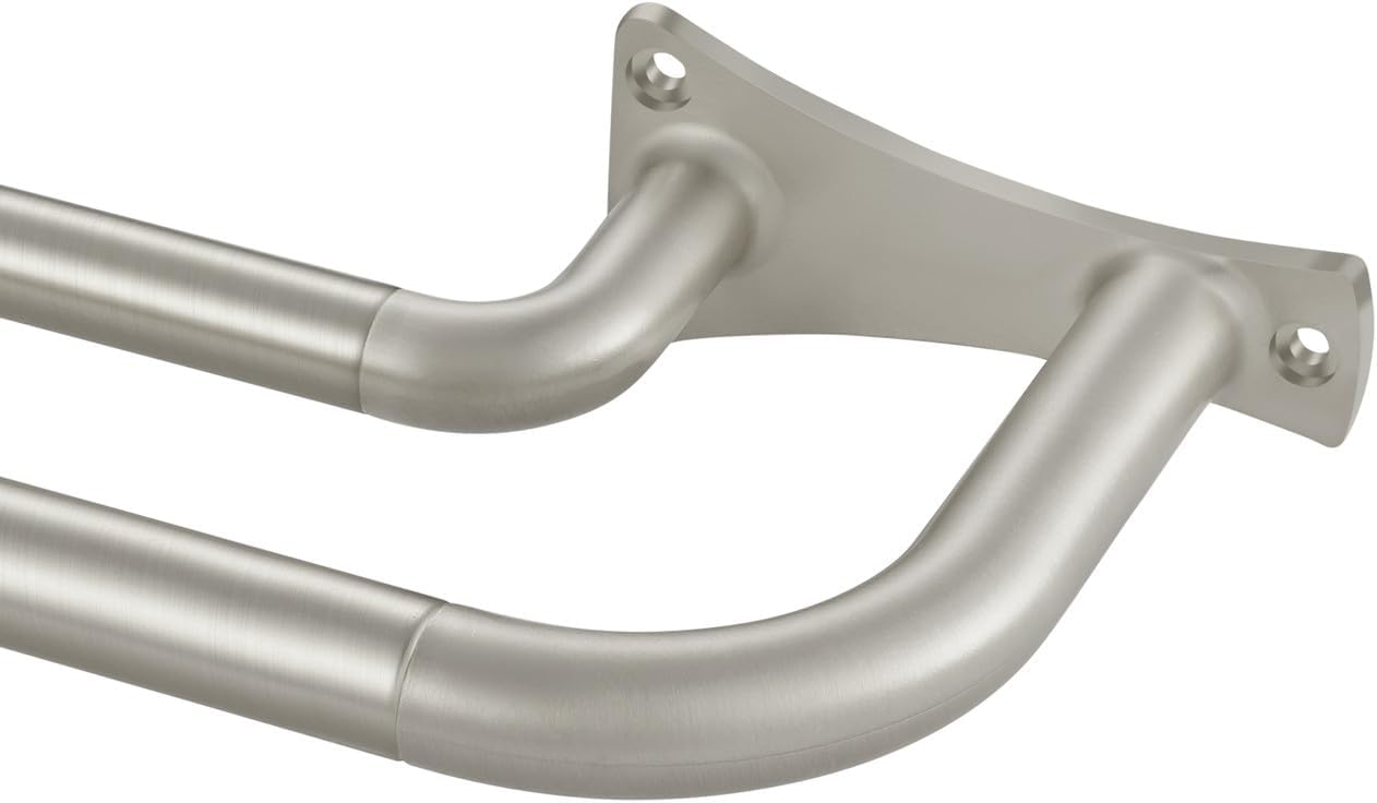 Double Curtain Rods Brushed Nickel, Wrap Around Double