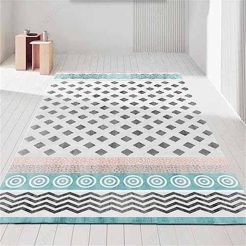 Carpette tapis salon bleu 120x160 chambre enfant motif rayé antidérapant