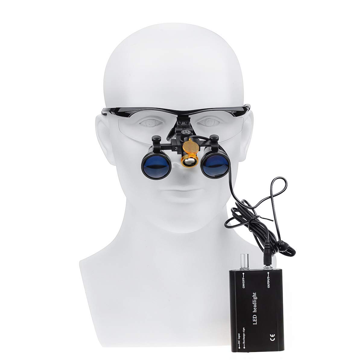 Duża lupa o dużej odległości roboczej 3,5 x 420 mm z przenośnym reflektorem LED 3 W, szeroki widok, plastikowy filtr optyczny, klips, aluminiowa skrzynka (czarna)