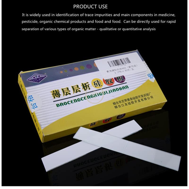 Placa de gel de sílice de cromatografía de capa fina HSGF254 de alto rendimiento, placa HPTLC de cromatografía de capa fina de laboratorio (tamaño: 100 x 100 mm, 20 unidades)
